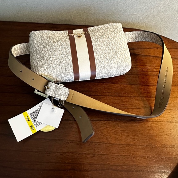 Elegant MK  White and Brown Belt Bag - Picture 1 of 6